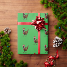 Faisán sobre papel de regalo de Navidad verde