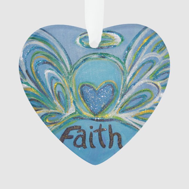 Faith Angel Word Art Gift Ornamento de vacaciones (Anverso)