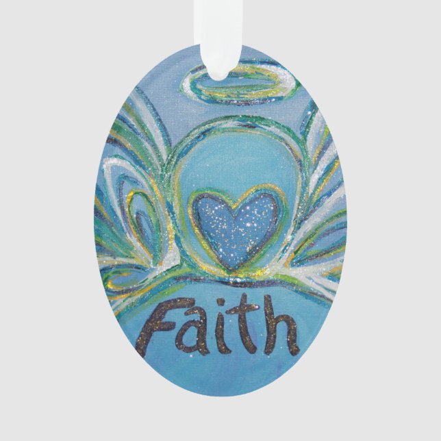 Faith Angel Word Art Gift Ornamento de vacaciones (Anverso)