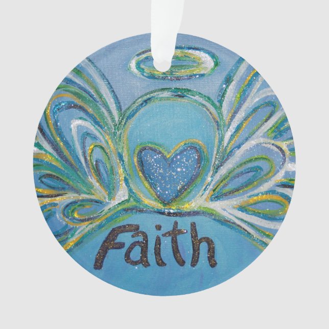 Faith Angel Word Art Gift Ornamento de vacaciones (Anverso)