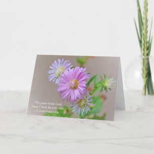 Faith Aster Pink Flower Aliento y tarjeta de atenc