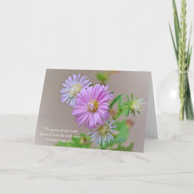 Faith Aster Pink Flower Aliento y tarjeta de atenc (Anverso)