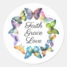 Faith, Grace y Love Butterfly Pegatina