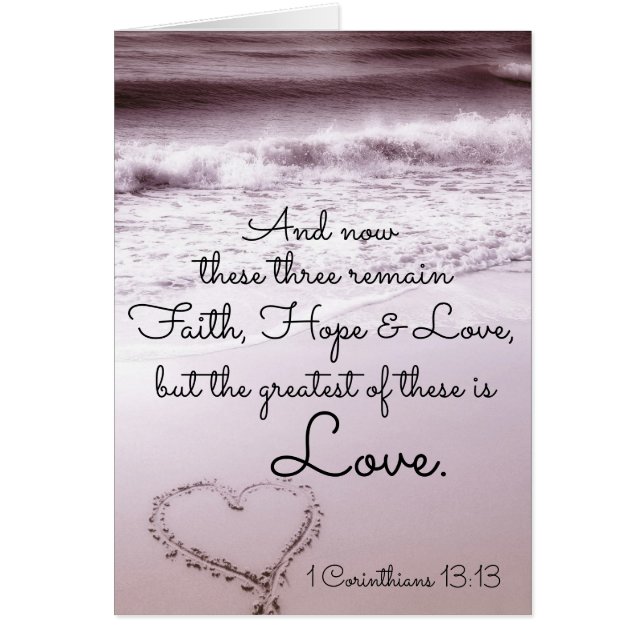 Faith Hope Love, 1 Corinthians 13:13, Beach Card (Frente)
