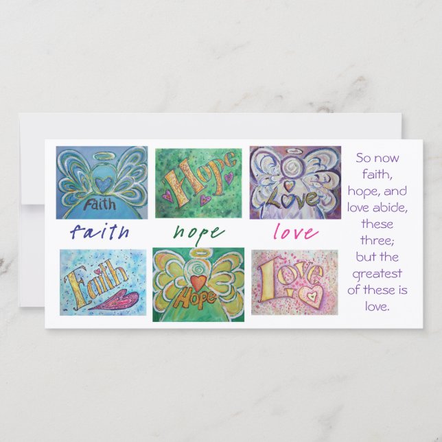 Faith Hope Love Angel Word Art Collage Photo Card (Anverso)