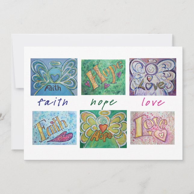 Faith Hope Love Angel Word Collage Invitación (Anverso)