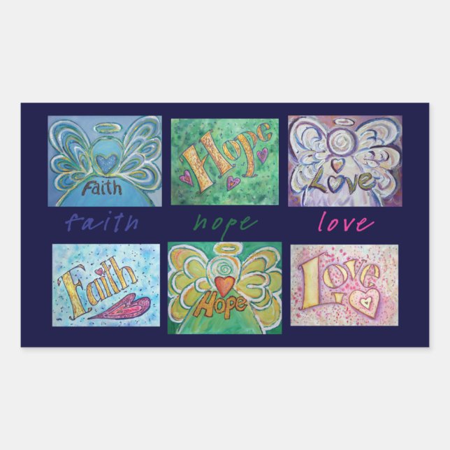 Faith Hope Love Angel Word Collage Pegatina (Anverso)