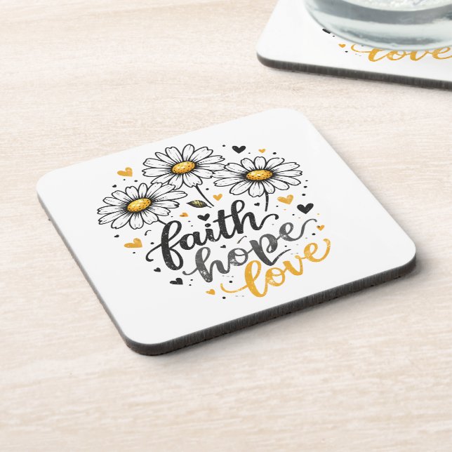 Faith, Hope, Love & Daisies Posavasos (Lado Izquierdo)