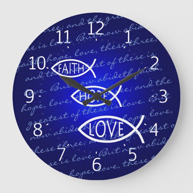Faith Hope Love Ichthus - Reloj de pared de iris c (Anverso)