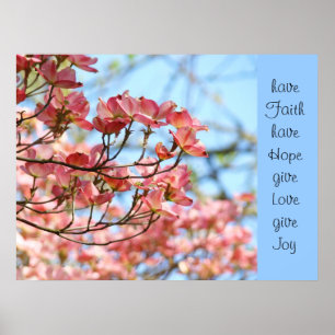 Faith Hope Love Joy impresiones de arte Pink Dogwo