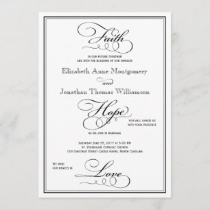 Faith Hope Love Script Invitación a la boda