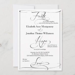 Faith Hope Love Script Invitación a la boda