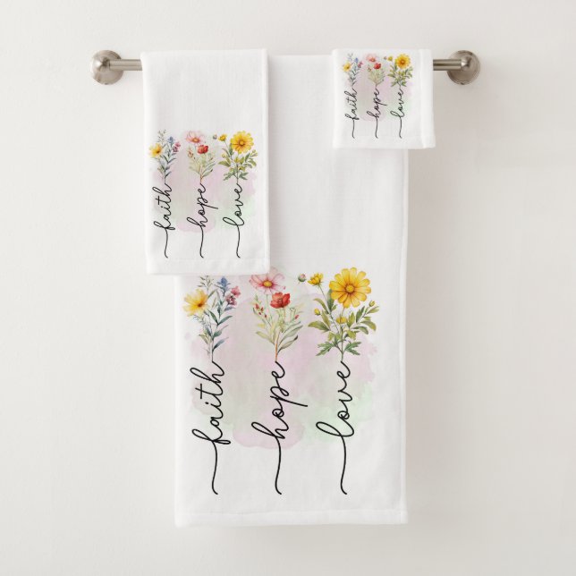 Faith in Bloom Towel Trio (In situ)