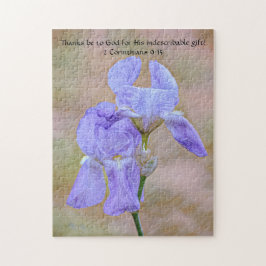 Faith Iris Blue Flower Bible Verse Puzzle