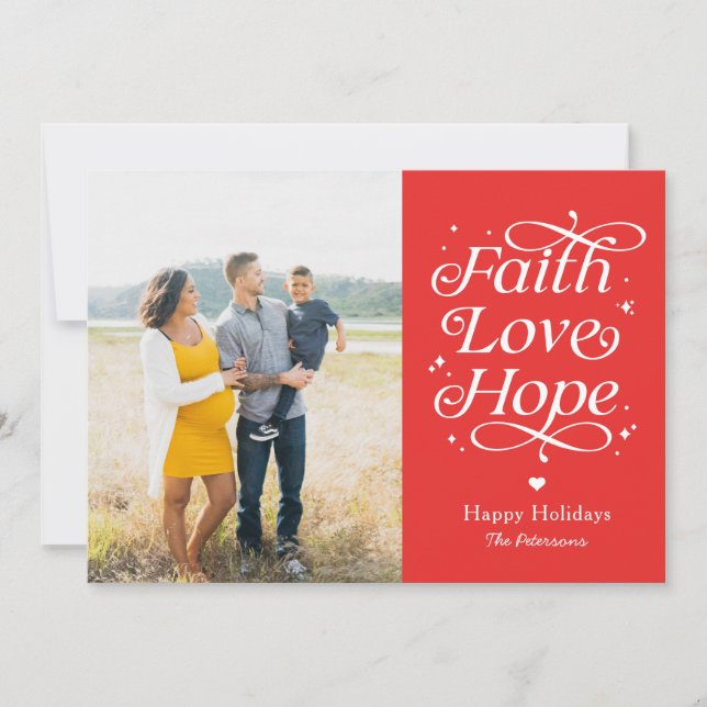 Faith Love Hope EDITABLE COLOR Tarjeta de fotos de