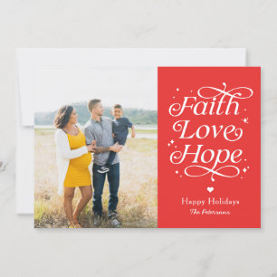 Faith Love Hope EDITABLE COLOR Tarjeta de fotos de