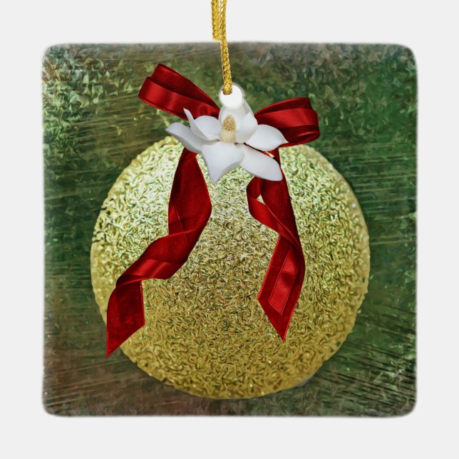 Faith Magnolia Flor Ornamento de Navidad (Anverso)