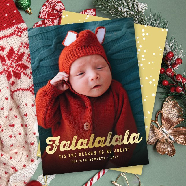 Falalalala Gold Ombre Script Fun Navidad Foto (Subido por el creador)