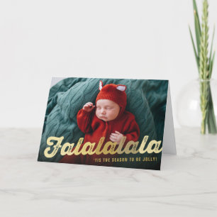 Falalalala Gold Ombre Script Fun Navidad Foto
