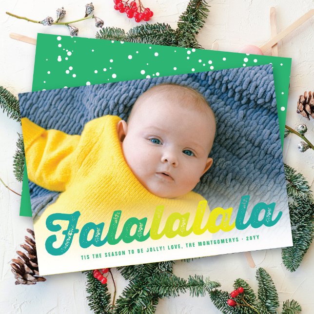 Falalalala Lime Ombre Script Fun Navidad Foto (Subido por el creador)