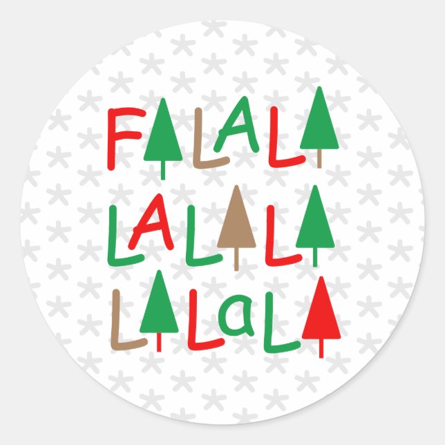 Falalalala... Pegatina de copos de nieve verde roj (Anverso)