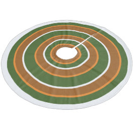 Falda Para El Árbol De Navidad De Forro Coralino Años 1970: Barrena verde, Naranja y marrón de árbo