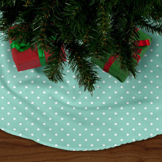 Falda Para El Árbol De Navidad De Forro Coralino Aqua Cute Polka Dots