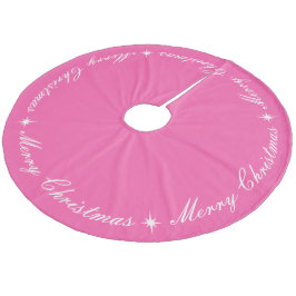 Falda Para El Árbol De Navidad De Forro Coralino Brillante rosa Feliz Navidad