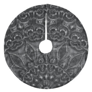 Falda Para El Árbol De Navidad De Forro Coralino Carbón Mandala