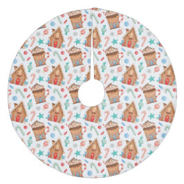 Falda Para El Árbol De Navidad De Forro Coralino Casas de Gingerbread