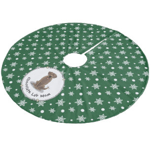 Falda Para El Árbol De Navidad De Forro Coralino Chocolate Lab Mom (Labrador Retriever Mom) Cute