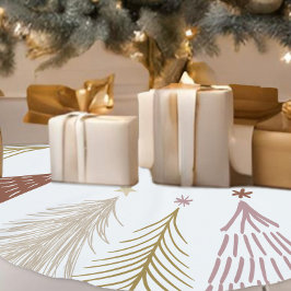 Falda Para El Árbol De Navidad De Forro Coralino Elegante patrón navideño festivo