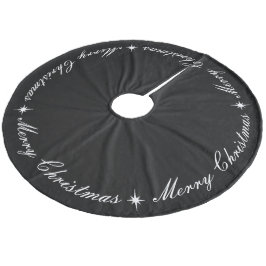 Falda Para El Árbol De Navidad De Forro Coralino Elegante y simple Feliz Navidad Negro y Blanco