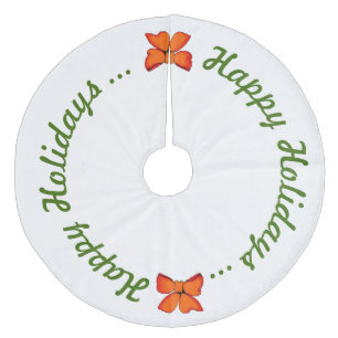 Falda Para El Árbol De Navidad De Forro Coralino Esquina de árbol - Felices vacaciones