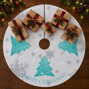 Falda Para El Árbol De Navidad De Forro Coralino Falda de árbol de Navidad festiva azul turquesa
