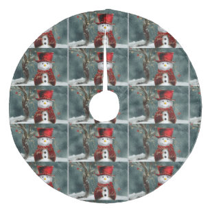 Falda Para El Árbol De Navidad De Forro Coralino Falda de árbol de Navidad/Muñeco de nieve