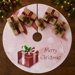 Falda Para El Árbol De Navidad De Forro Coralino Falda de árbol de Navidad regalo rojo