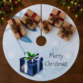 Falda Para El Árbol De Navidad De Forro Coralino Falda de árbol de regalo de Navidad azul