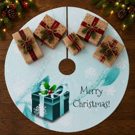 Falda Para El Árbol De Navidad De Forro Coralino Falda de árbol de regalo de Navidad azul verdoso