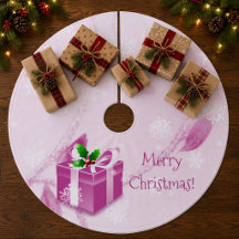 Falda de árbol de regalo de Navidad rosa