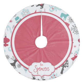 Falda Para El Árbol De Navidad De Forro Coralino Falda personalizada de árbol de Navidad con copo d