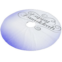 Falda Para El Árbol De Navidad De Forro Coralino Feliz Janucá con fondo azul blanco de 2 tonos