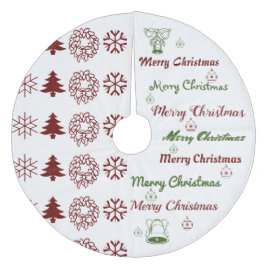 Falda Para El Árbol De Navidad De Forro Coralino Feliz Navidad Collage Color rojo oscuro F Verde