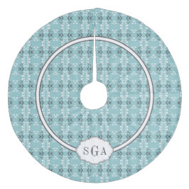 Falda Para El Árbol De Navidad De Forro Coralino Festive Royal Botanical Robin's Egg Blue Monogram