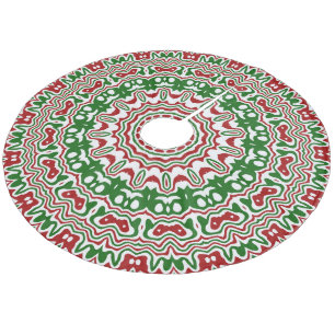 Falda Para El Árbol De Navidad De Forro Coralino Kaleidoscopio Navideño Festivo Divertido y Psicodé