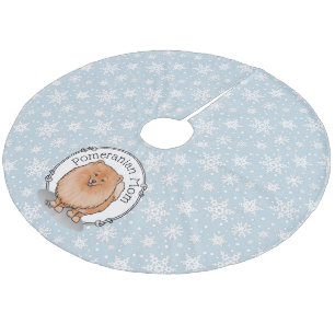 Falda Para El Árbol De Navidad De Forro Coralino Mamá panomana Pom Mom (naranja roja)