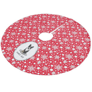 Falda Para El Árbol De Navidad De Forro Coralino Mama's Boy Boston Terrier (negro) - Perro lindo