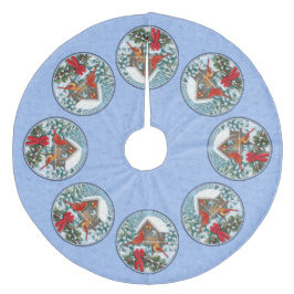 Falda Para El Árbol De Navidad De Forro Coralino Navidades de Cardenales Festín Azul