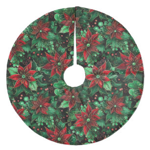Falda Para El Árbol De Navidad De Forro Coralino Navidades Poinsettias
