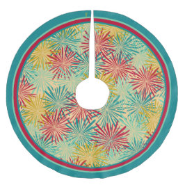 Falda Para El Árbol De Navidad De Forro Coralino Navidades retro Tinsel PomPoms (colores tropicales